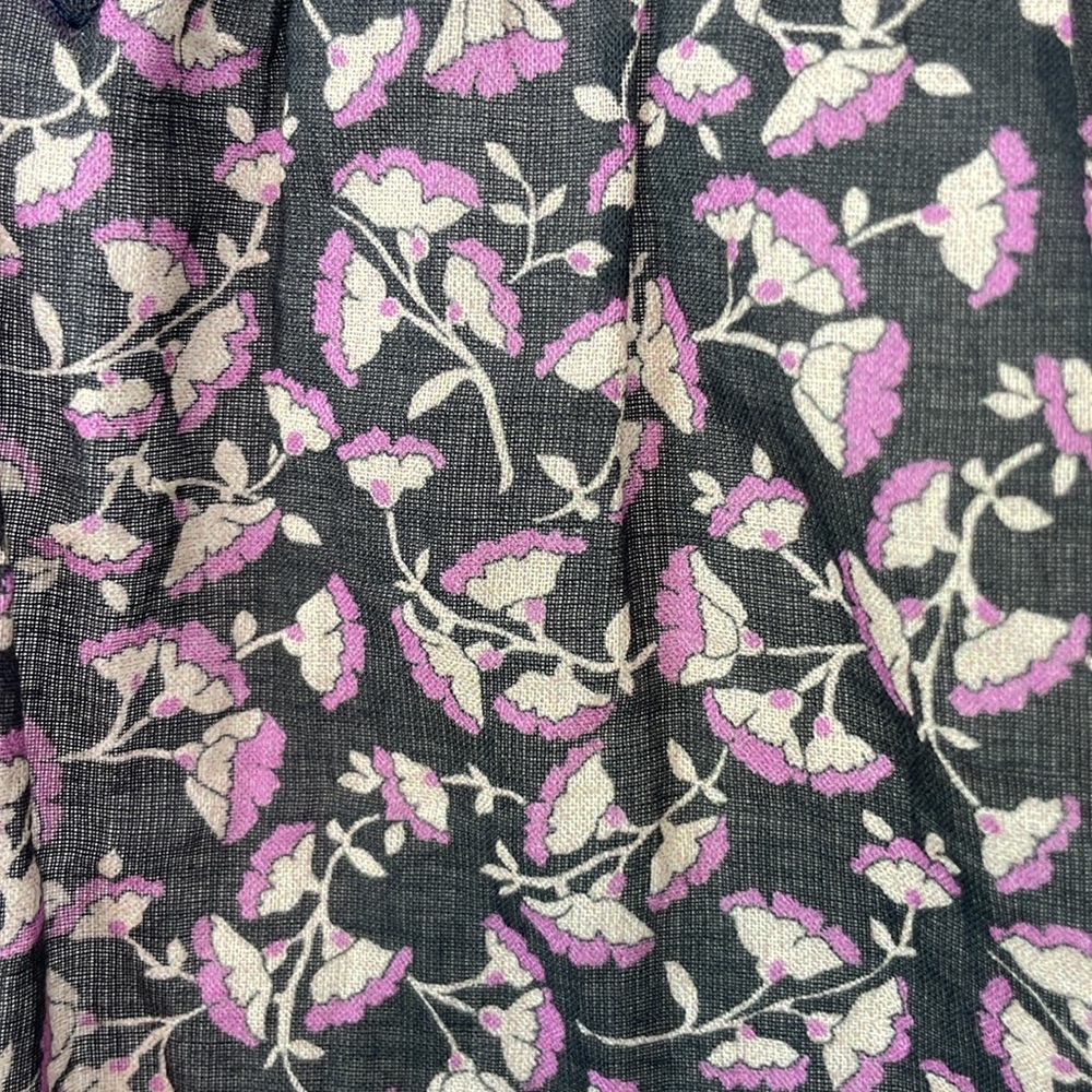 MCGUIRE Gray and Purple Floral Long Sleeve Cotton Peplum Blouse. Size Small. - Picture 4 of 12